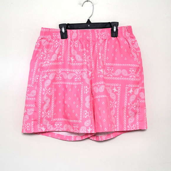Mens Medium Pink Bandana Paisley Shorts Workout Boxing Running Streetwear - Picture 1 of 6